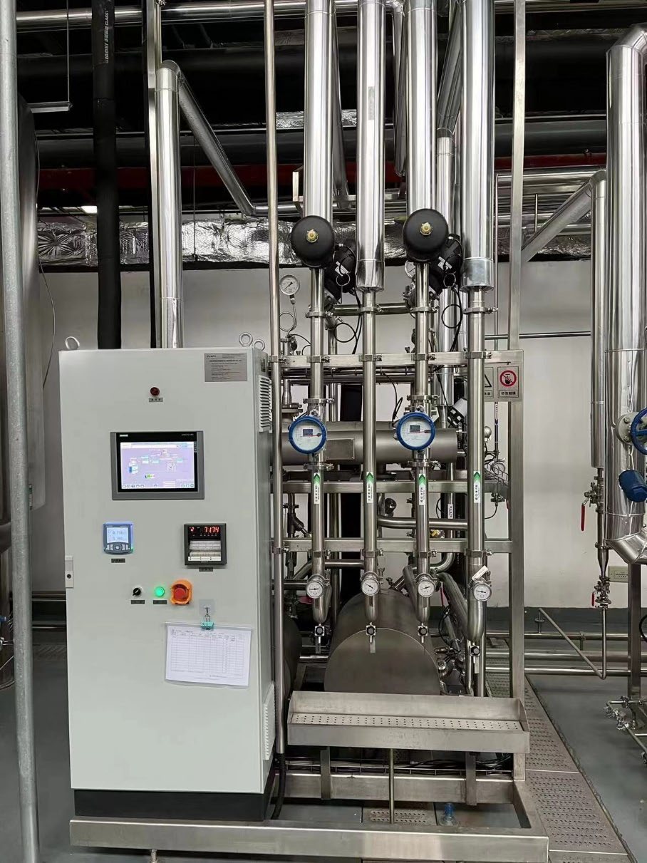 Pharmaceutical water process skid with instrumentation and stainless pipework
